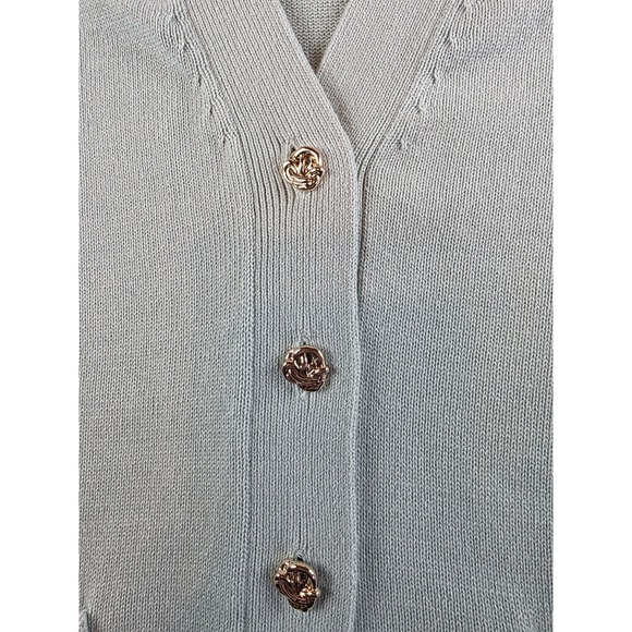 Lands End Sweater 3x Womens Cardigan Button Up Blue Drifter 100% Cotton - Picture 4 of 7